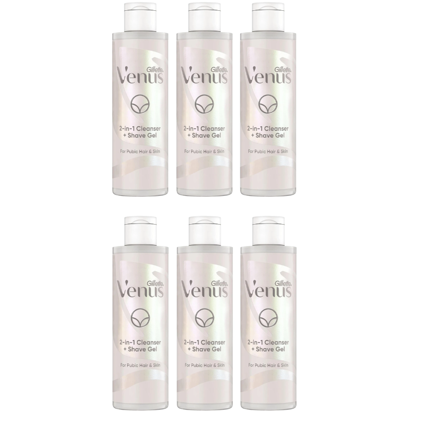 Gillette Venus Satin Care Intimate 2-in-1 Cleansing and Shaving Gel 6 x 190ml 